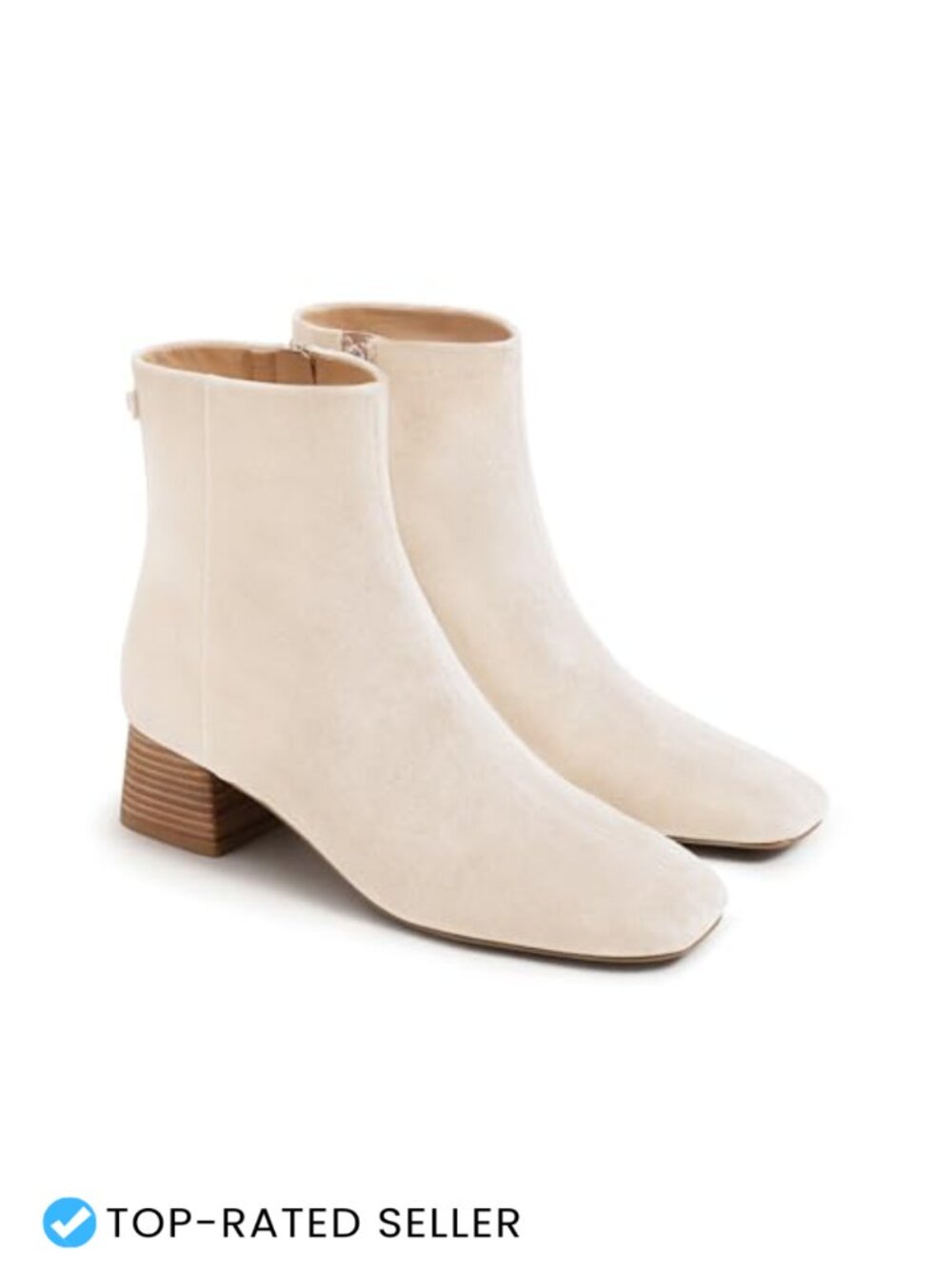 Womens Ankle Boots Chunky Low Heel Square Toe Booties Side Zipper Dress Shoes